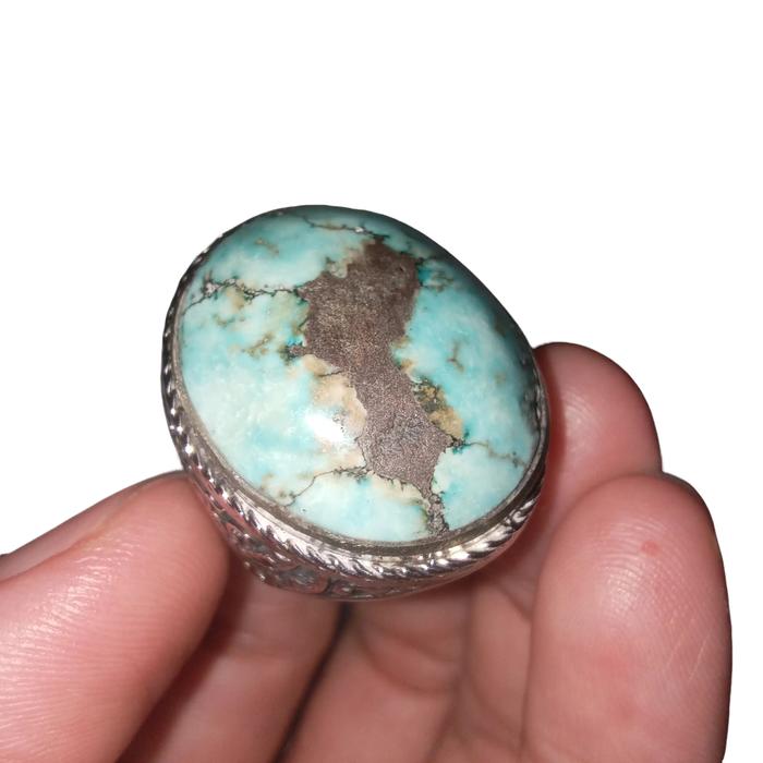 Cincin batu Pirus asli lawasan jadul jumbo cowok