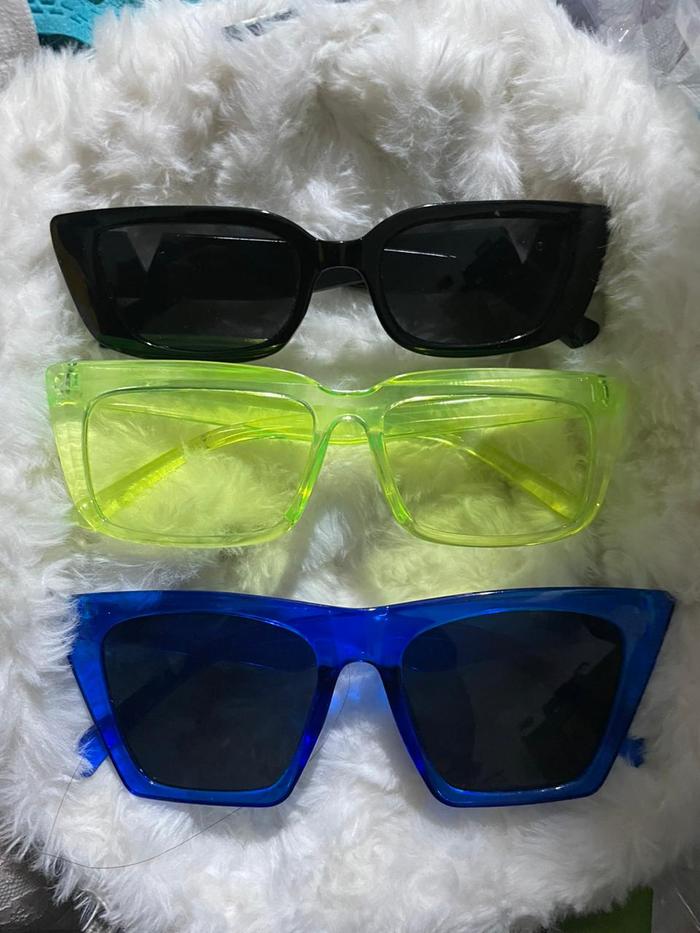 TAKE ALL 3 pcs V logo branded neon fluorescent green electric blue agnezmo cat eye rb branded green 