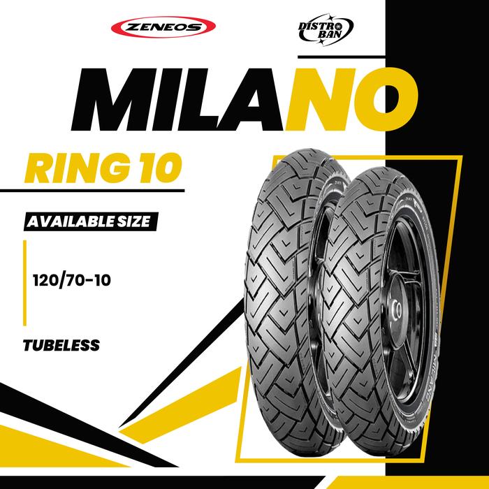 (BAN MOTOR VESPA) ZENEOS MILANO RING 10 TUBELESS Honda Dax, Honda Monkey, Vespa Sprint, dan Yamaha M