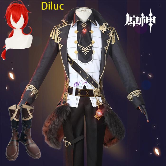 Game Genshin Impact Diluk Cosplay Costume Diluc Genshin Cosplay