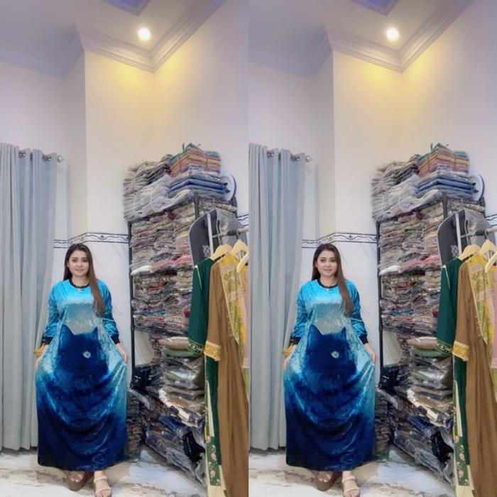 Gamis Bludru Lengan Panjang Jumbo untuk Wanita