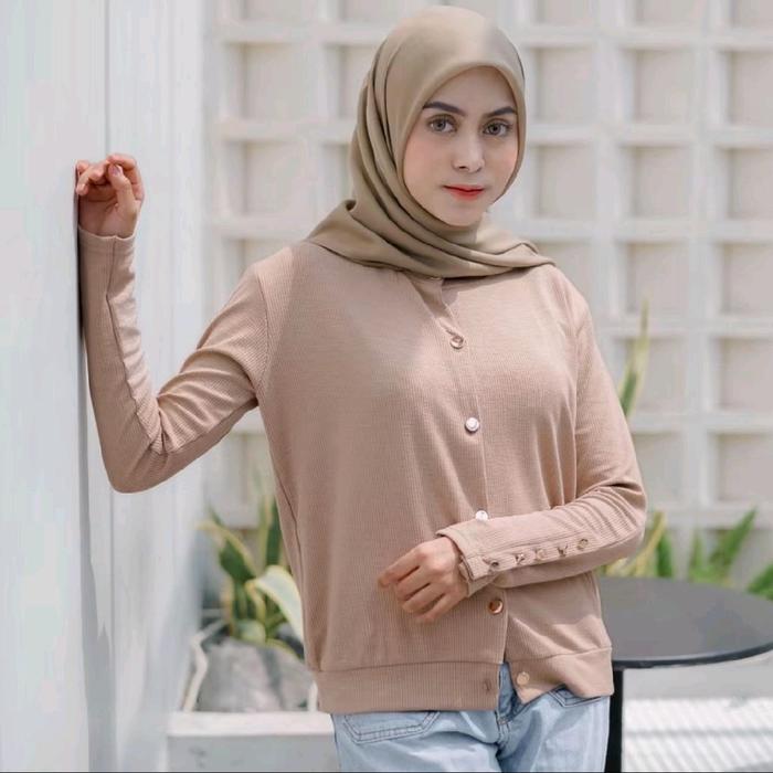 AIRA CARDI KNIT Kardigan Rajut Abu-abu Lengan Panjang muslimah termurah perempuan btcsolo atasan rib