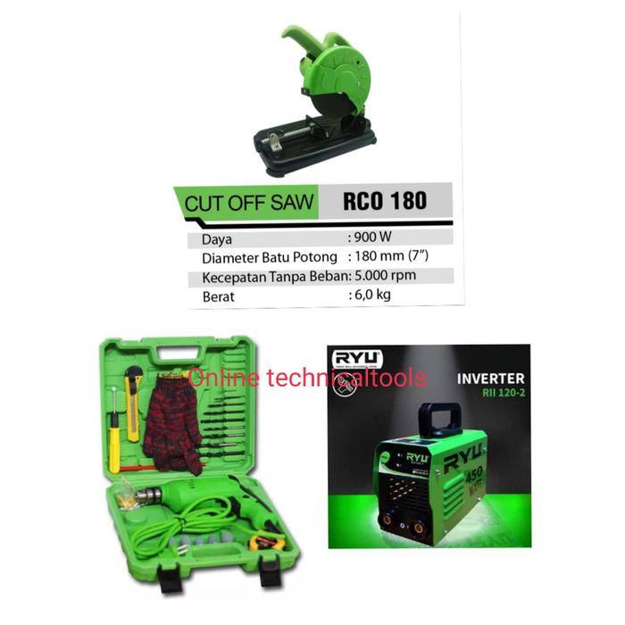PAKET PERKAKAS MESIN LAS RYU 450 W RYU CUTT OFF 7 RYU BOR SET 10 MM