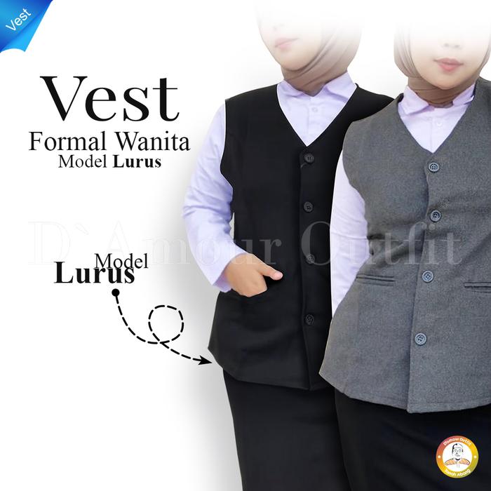 Rompi Formal Wanita Polos Pakaian Kerja Kantoran Vest Kantor Bahan Perempuan Korean Style Pendek Tan