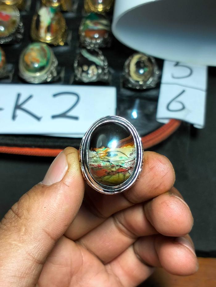 CINCIN BATU AKIK ASLI NATURAL 100% GARUT PANCAWARNA - Merah Cabe KIRPAY (KIARAPAYUNG) - BGT013
