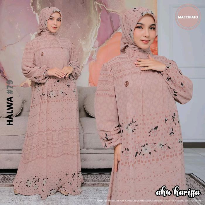 Gamis terbaru by harissa Cantik dane elegan cocok buat kemana aja