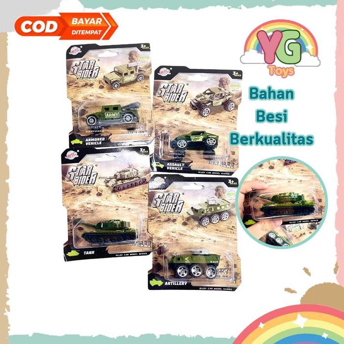 YGtoys Mainan Diecast Mobil Tank Mobil Tentara Militer Bahan Besi Metal