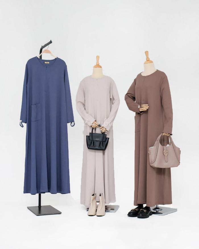 Zanuba Gamis Kaos Dewasa Home Dress Katun Terbaru Hitam Manset Menyusui Stretch Busui Friendly Zip J