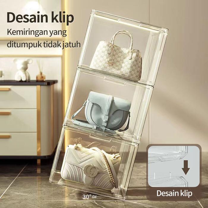 Bohan Transparent Storage Display Box Xxl Kotak Penyimpanan Sepatu Display Tas Buku Transparan Magne