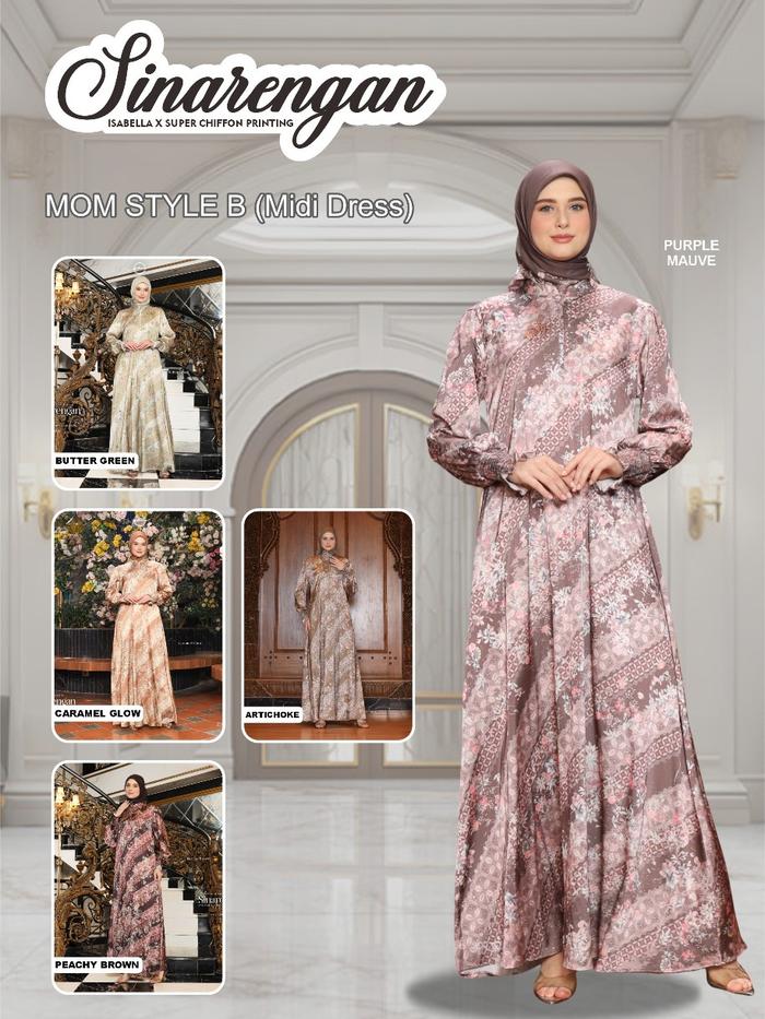PO SINARENGAN MOM STYLE B DRESS ONLY MIDI DAN DRESS by Zameera Ori Terbaru, Gamis Free Scarf, Gamis 