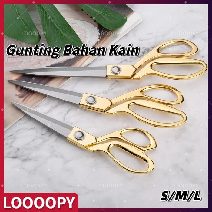 LOOOOPY Gunting Potong Bahan Kain / Textile Scissors / Gunting Penjahit / Gagang Emas Gunting Pemoto