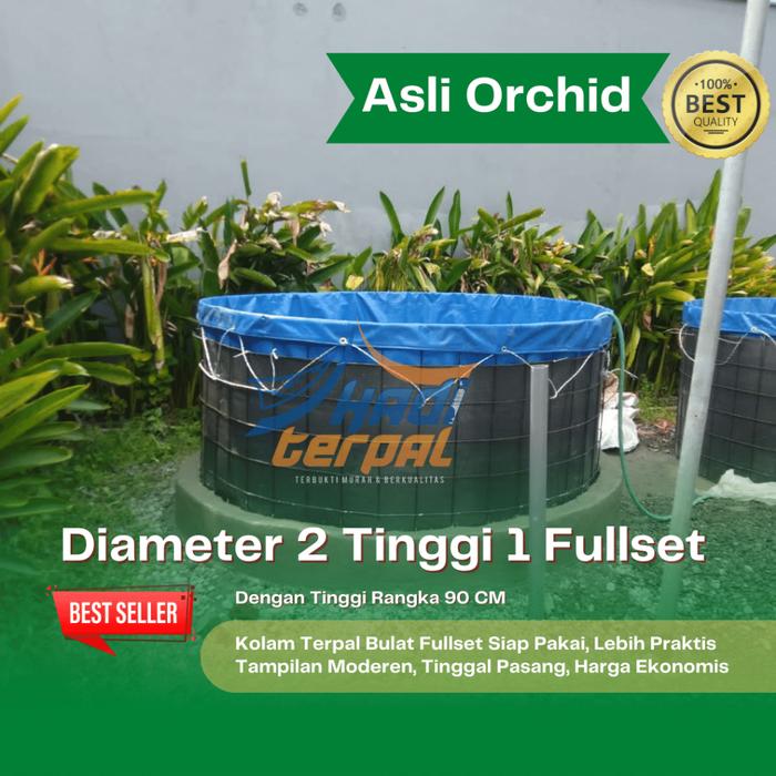 Kolam Terpal Bulat Fullset Diameter 2 tinggi 1 meter orchid kolam terpal Ikan siap pakai