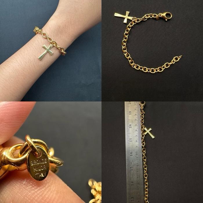 Bronze Milor Italy With a Cros Charm Chain Bracelet