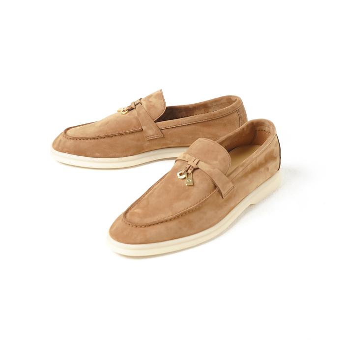 Sepatu LORO PIANA SUMMER WALK SUEDE BROWN WOMEN LOAFER 100% ORIGINAL