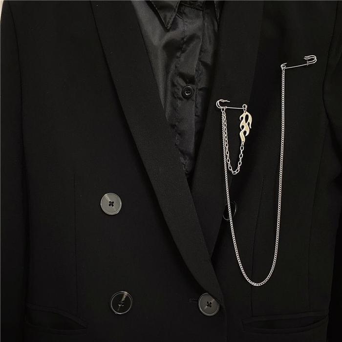 Lapel Pin Rantai/Bros Rantai Jas - Peniti Api Rantai Panjang