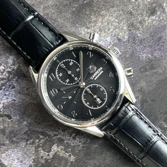 Tag Heuer Carrera Chrono Black Leather Strap 41 mm Automatic CAS2112 FC6291 White Calibre 16