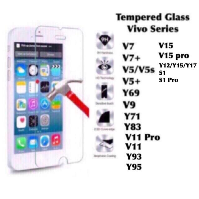 Tempered glass Vivo Y12 Y15 Y17 V5 V5 Plus V7 V7 Plus Y69 Y55 V9 Y71 Y83 v11 pro Y91 Y93 Y95 V15/pro