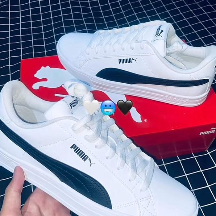 Puma sepatu training uniseks white-black Running Sneakers Hitam Olahraga Wanita Sport Shoes Karet Ca