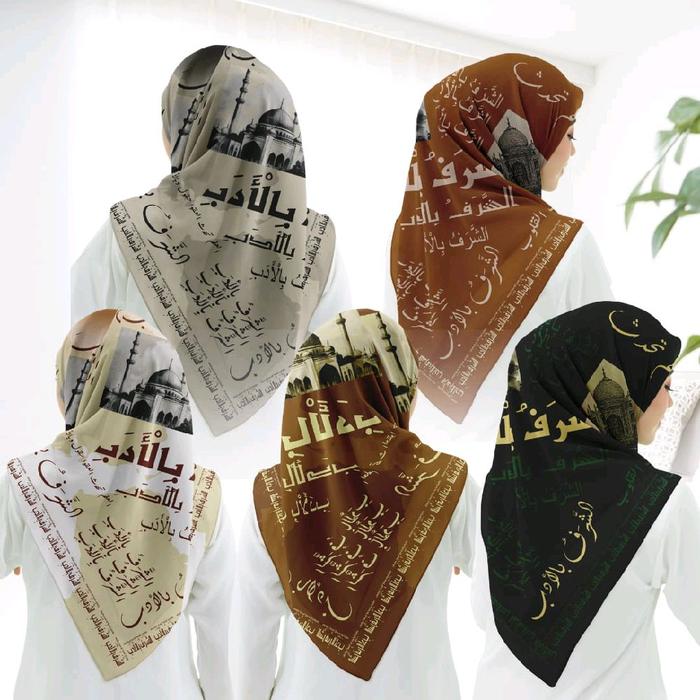 hijab kerudung segi4 empat motif baru araban