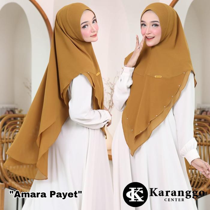 Khimar Lancip 2 layer ceruty Premium Semi SYAR'I Amara Payet Karanggo panjang muslim jilbab wanita c