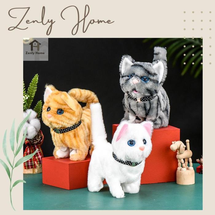 Zen 034- Mainan Boneka Kucing Bisa Bersuara dan Berjalan/ Mainan Boneka Kucing Bergerak/ Boneka Kuci