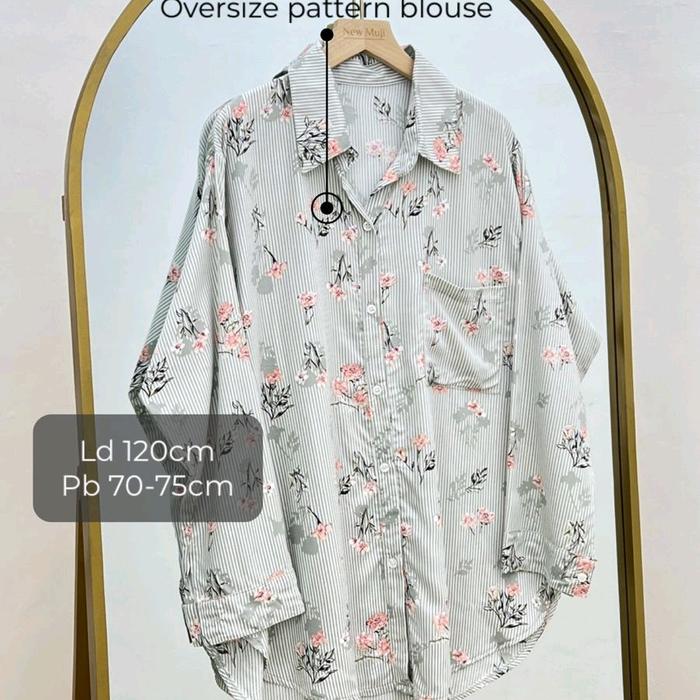 Kemeja Wanita Rayon Motif Sallur Bunga Blouse Rayon wanita