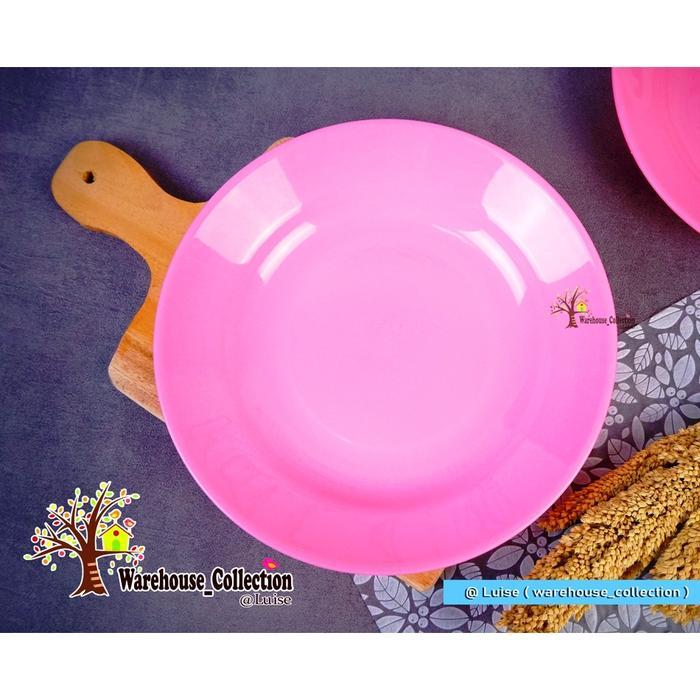 6pcs x Piring Makan Plastik 22.5cm tebal golden lemon // piring makan pink // piring plastik polos c