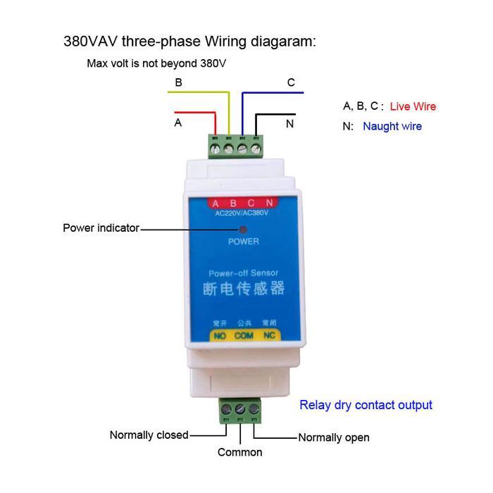 Ac Power Failure Alarm Power Outage Power Off Sensor Aquarium Power Failure Detection 220V/380V Thre