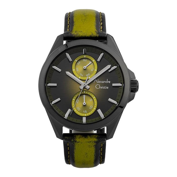 Jam Tangan Pria Alexandre Christie Classic AC 6573 MF LIGGN Men Dual Tone Dial Dual Tone Leather Str