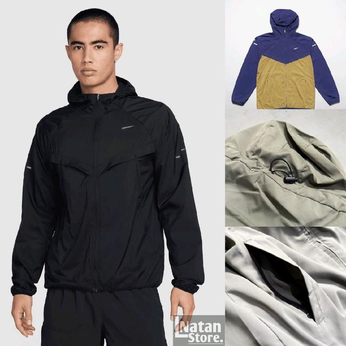 Jaket Pria NK Striping Dry Fit Full Label & Tag Windbreaker Premium Anti Air Ringan Nyaman Dipakai H