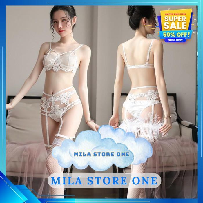BRA SEXY SET LINGERIE G STRING WANITA LACE SLEEPWEAR DAN STOKING GARTER BELT LINGERIE B017 TERBAIK