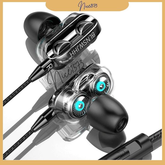 [Nice1573] Headset 4D Bass Double Speaker Stereo 3.5MM - PALING MURAH Earphone In-Ear Stereo 4D Supe