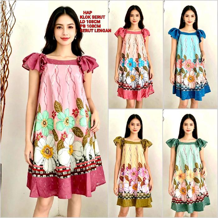 HAP Baju Tidur Wanita Daster payung klok 17 serut lengan atas bahan rayon adem premium cocok dipakai