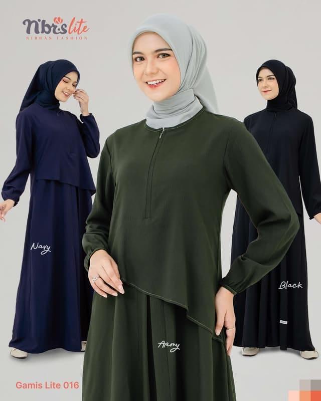 NIBRAS - Gamis lite 016 /Gamis Polos Navy Nibras / Moshi Square, Busui Friendly, Gamis Harian