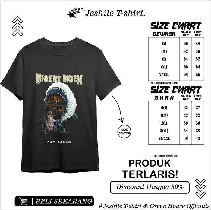 KAOS BAND/MISERY INDEX salem/ASKING THE BLACK/ BAJU MUSIK ROCK METAL / MONO VERSION