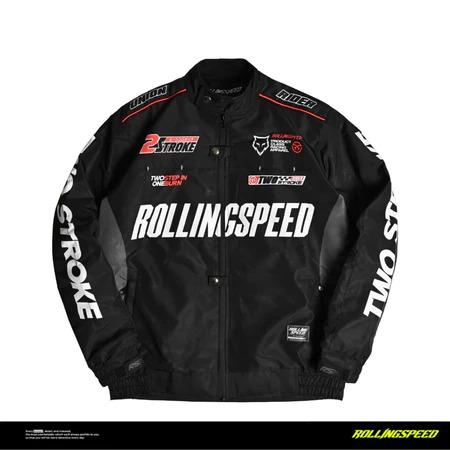 Rollingspeed Jacket New Vintage 2 Stroke V6 Black Parasut Anti air Unisex