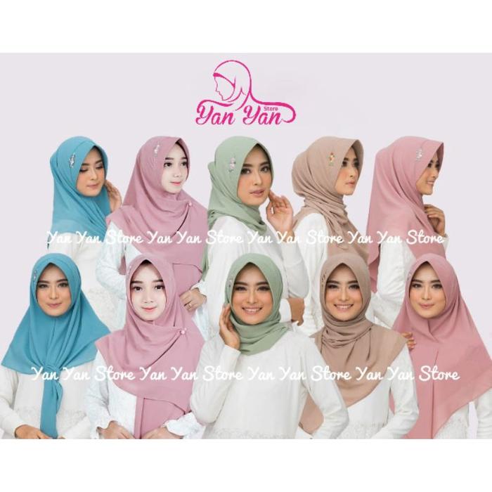 Original Rhea Produk Segitiga Instant by Aila Hijab Modern Sekali Slup Handmade Sulam Payet Bergo In