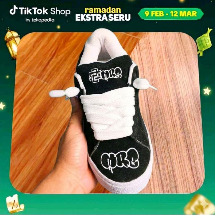 Sepatu Sneaker Grafiti SB MARRABUKA Model Casual Shoes Warna Hitam Bahan Suede Premium Ukuran 36-44 