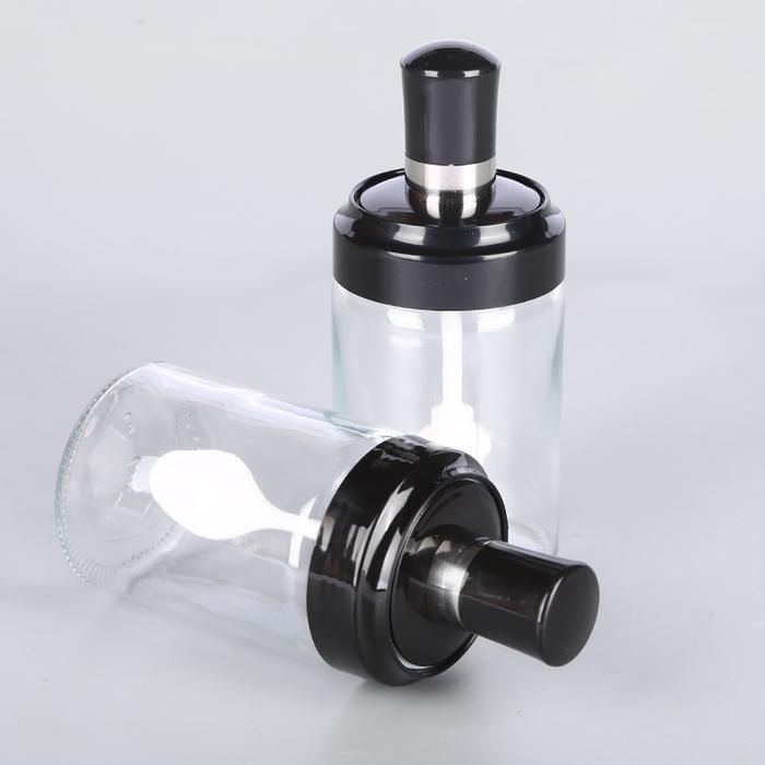 Tempat Bumbu Dapur Botol Kaca Dengan Sendok Toples Bumbu Serbaguna