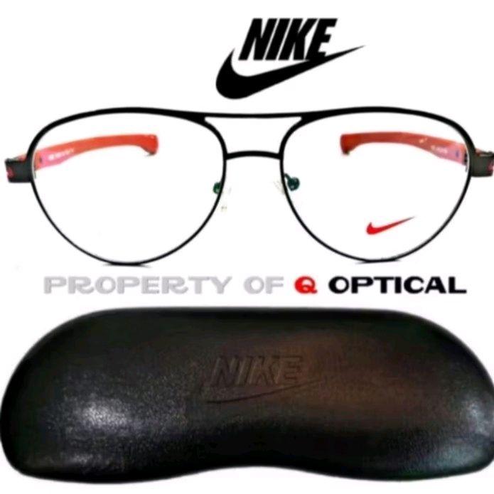 Kacamata Frame Minus Titanium Metal Nike MAGNET s54 Brown/Orange - Model Aviator Vintage Pria Wanita