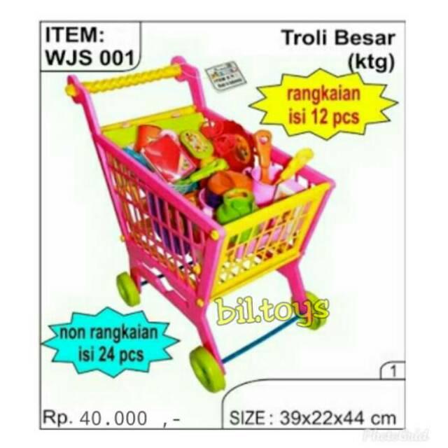 MAINAN ANAK PEREMPUAN MAINAN TROLI BELANJA MAINAN ANAK TROLLEY  STROLLER KERANJANG MASAK MASAKAN BES