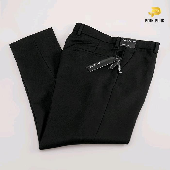 Poin Plus Celana Formal Reguler Fit Pria Bahan Semi Wol Tebal Halus Elegan Hitam Abu Biru Coklat Siz