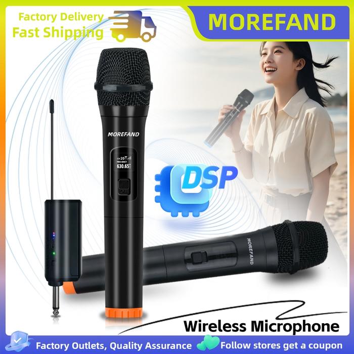 Microphone Wireless Mikrofon mic wireless Tanpa Kabel Frekuensi UHF Mic Karaoke UHF Double Mic