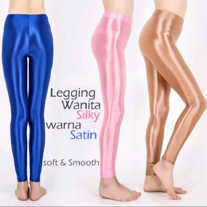 Legging Spandex Stretch Satin Lycra Silk Licin Super Shiny Mengkilap Seperti Leohex Limited (CL01LM)