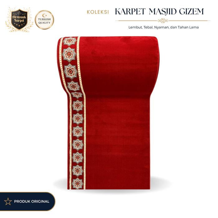 Alrazaak - Karpet Masjid Mushola Gizem Meteran 10mm Tebal Polos & Bintik 1,2 Meter