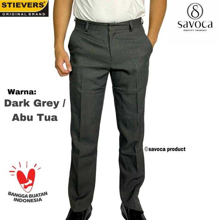 STIEVERS - Celana Kantor bahan Formal Abu Tua Slimfit - Dark Grey