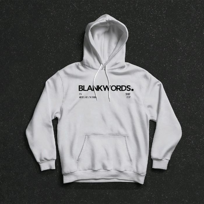 HOODIE BLANKWORDS (LIGHT GREY)- BW MH STUDIO