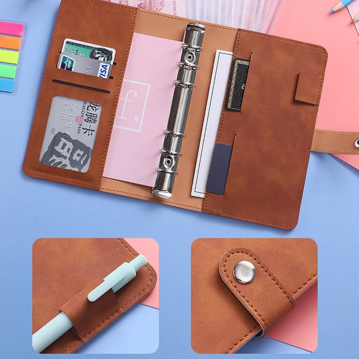 A6 Binder Budget PU Leather Planner Pockets Expense Budget Sheets