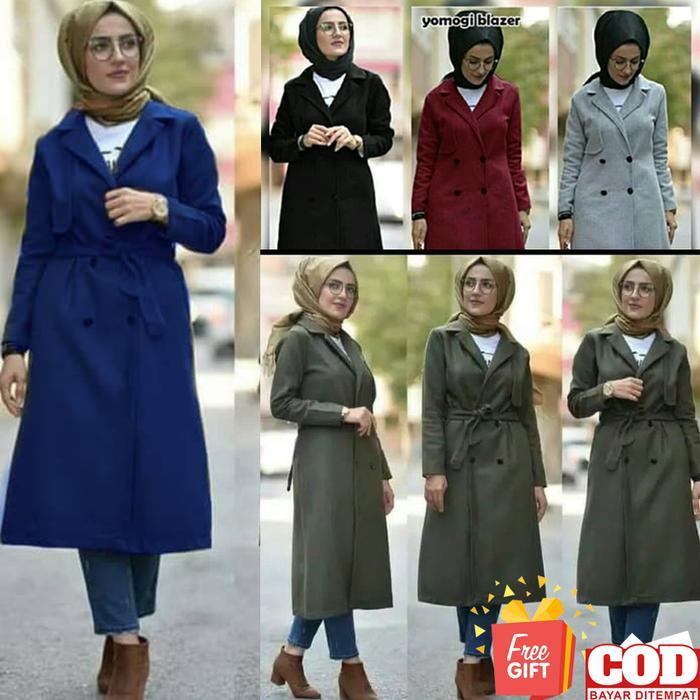 Long Coat Premium Best Seller !! Coat Wanita Muslimah Tebal Jaket Wanita Syari Anti Luntur Mantel Ga