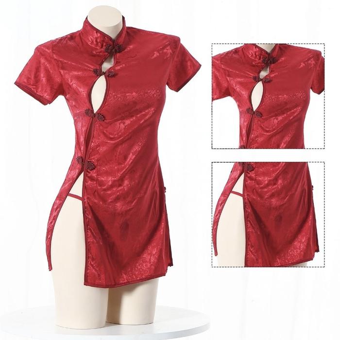 Lingerie Wanita Kostum Cheongsam Qipao Bahan Satin